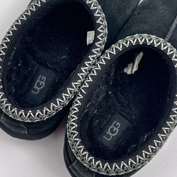 UGG Shoes Mens Size 7 Black Tasman Suede Slippers Clog Mule Wool Lined EU 40 - Picture 10 of 11